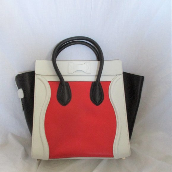 NEW CELINE PARIS ITALY Python Leather MINI LUGGAGE VERMILLON Tote Bag  NWT - Picture 3 of 10